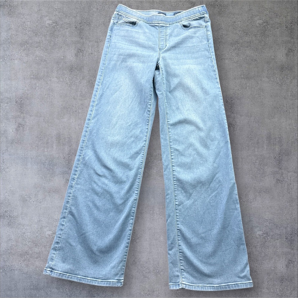 Pure Jill Wide Leg Denim Jeans Womens Small Light Wash Pull On Stretch Comfort